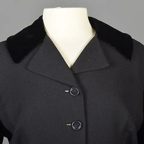 1950s Black Skirt Suit with Hourglass Shape