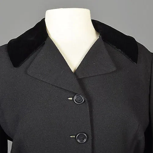 1950s Black Skirt Suit with Hourglass Shape