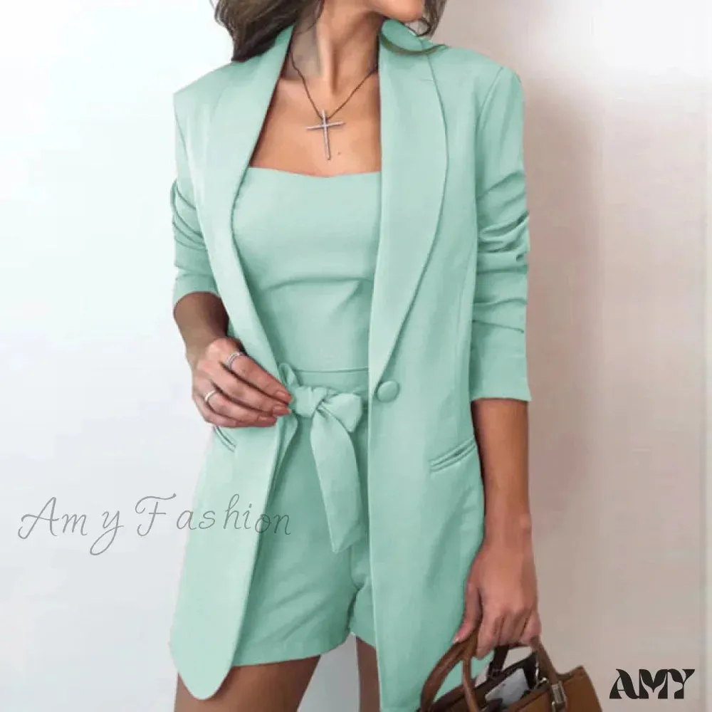 Amy Fashion - Office Lady Outfits Long Sleeve Blazer