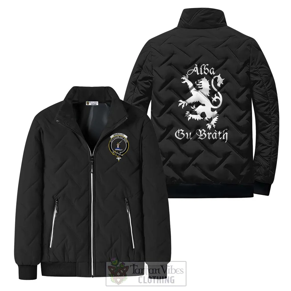 Barclay Family Crest Padded Cotton Jacket Lion Rampant Alba Gu Brath Style
