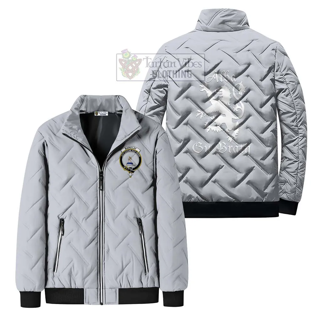 Barclay Family Crest Padded Cotton Jacket Lion Rampant Alba Gu Brath Style