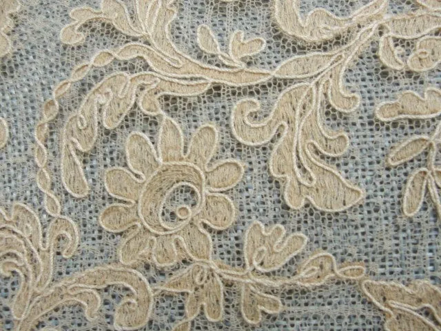 BEAUTIFUL Large Antique FRENCH LACE Collar,Tambour Embroidered,Wear Front or Back,Great Gatsby,Bridal Vintage Clothing,Collectible Lace