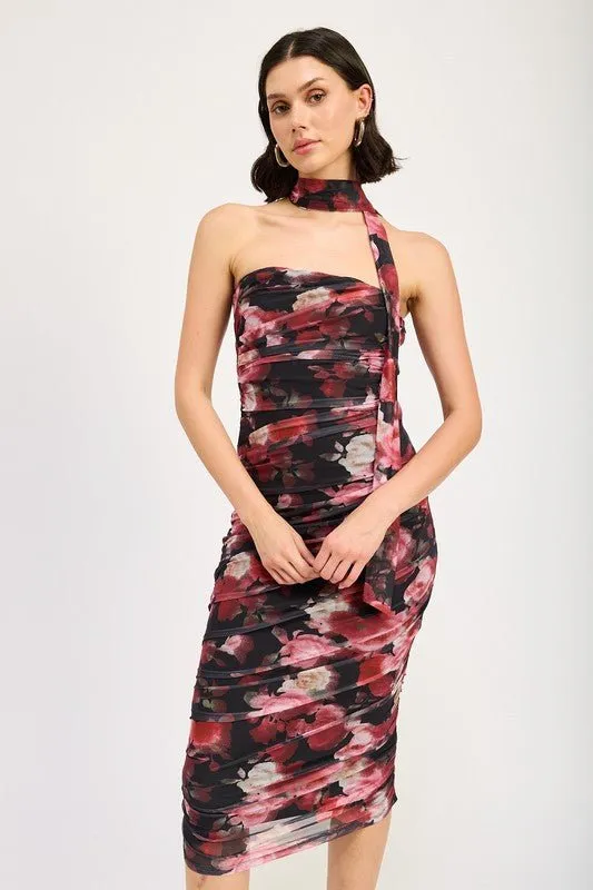 Black Floral Midi Dress