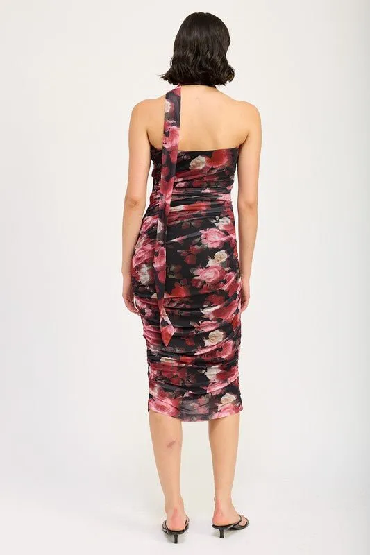 Black Floral Midi Dress