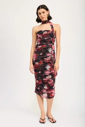 Black Floral Midi Dress