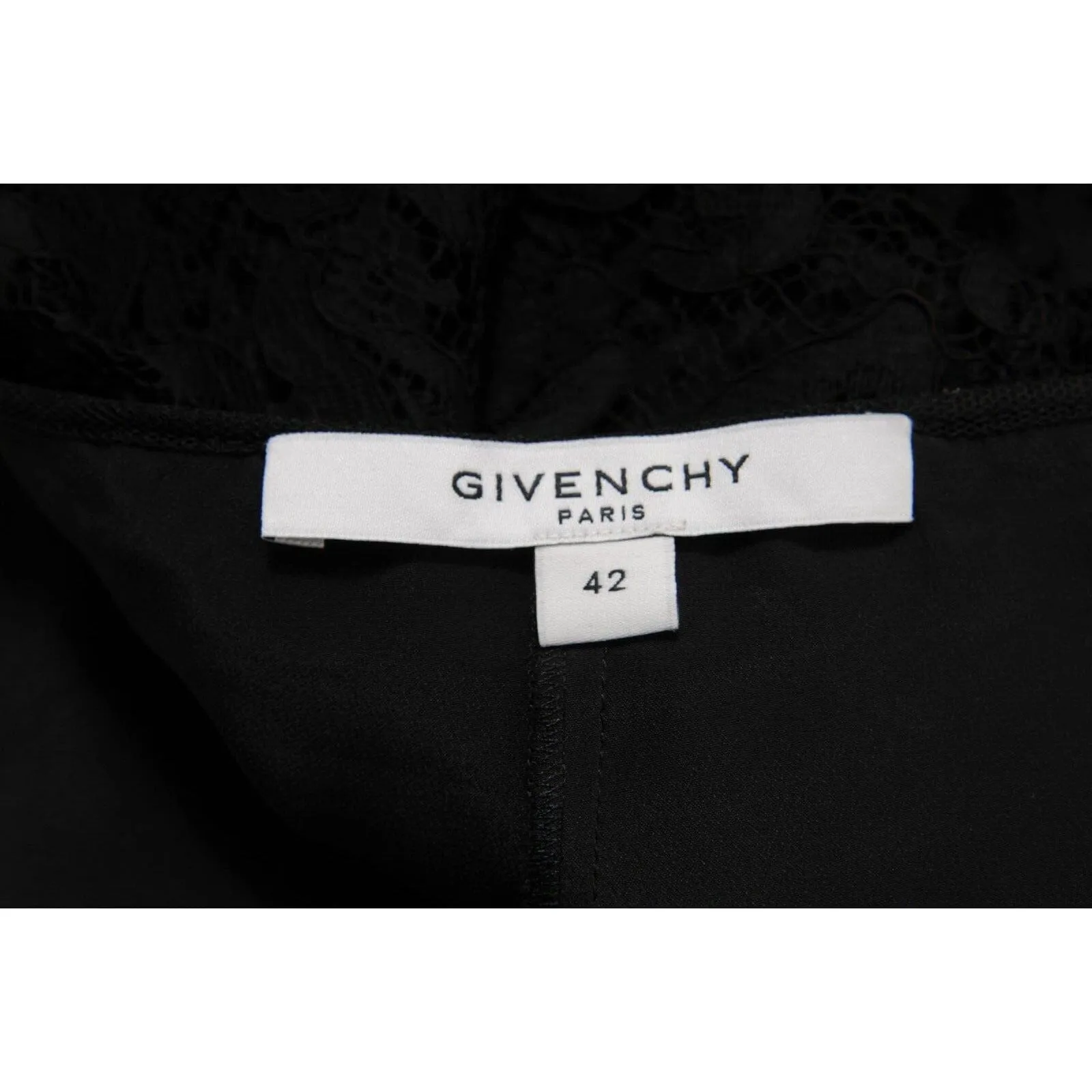 Black Semi Sheer Floral Trim Motif Wide Leg Flared Pants