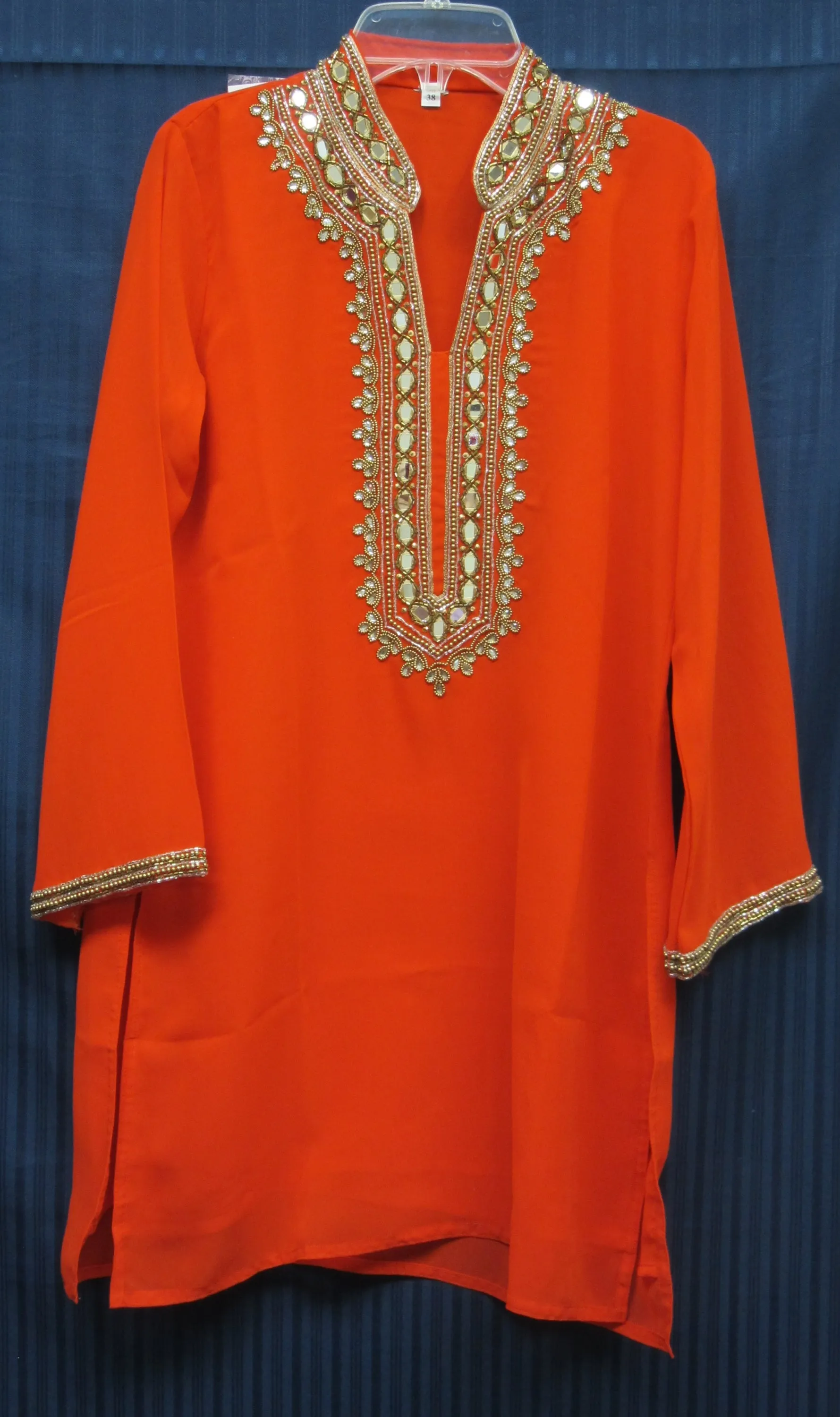 Blouse 8987 Solid Color Georgette Gold Detail Cocktail Wear Medium Size Kurti