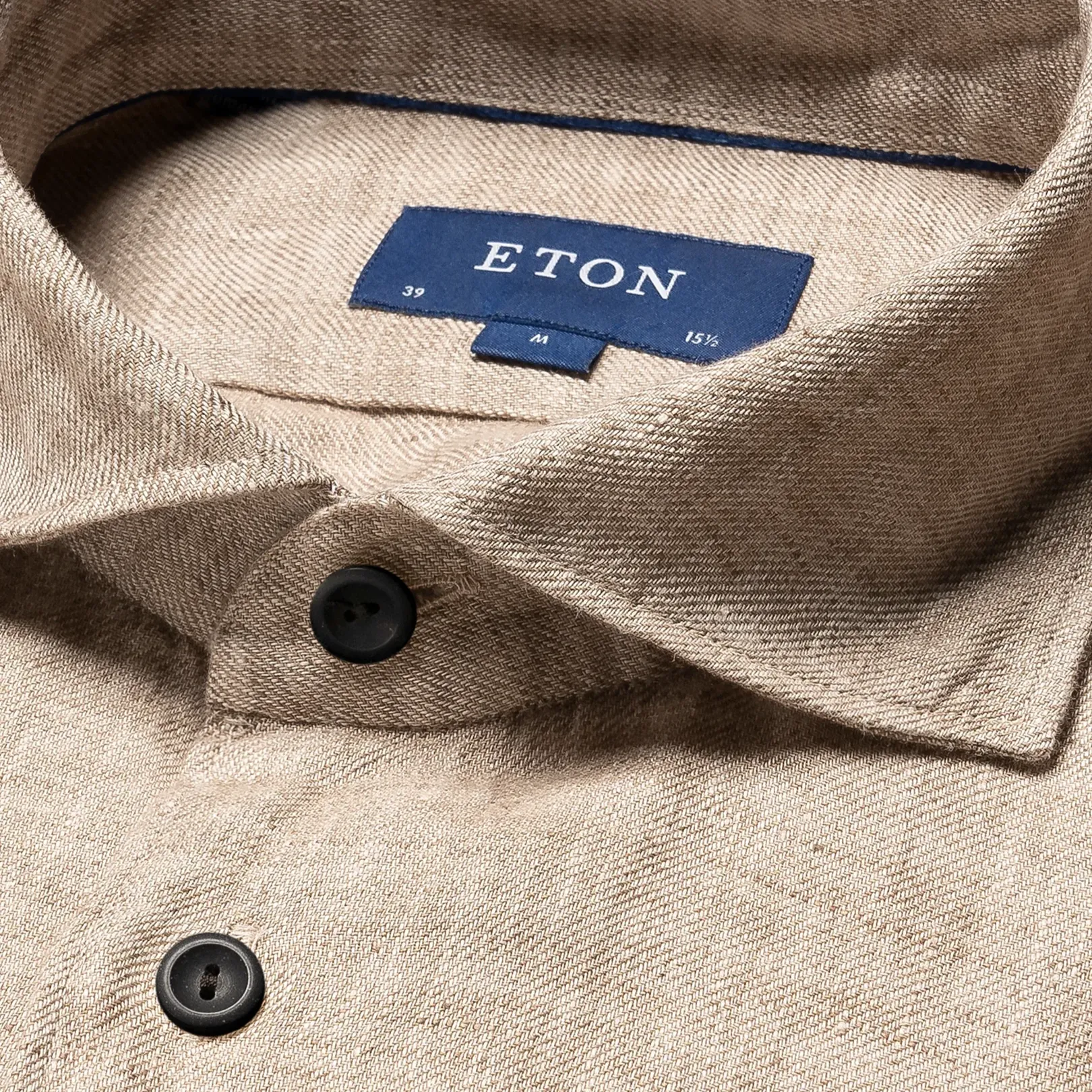 Brown Solid Linen Twill Slim Fit Shirt - ETON