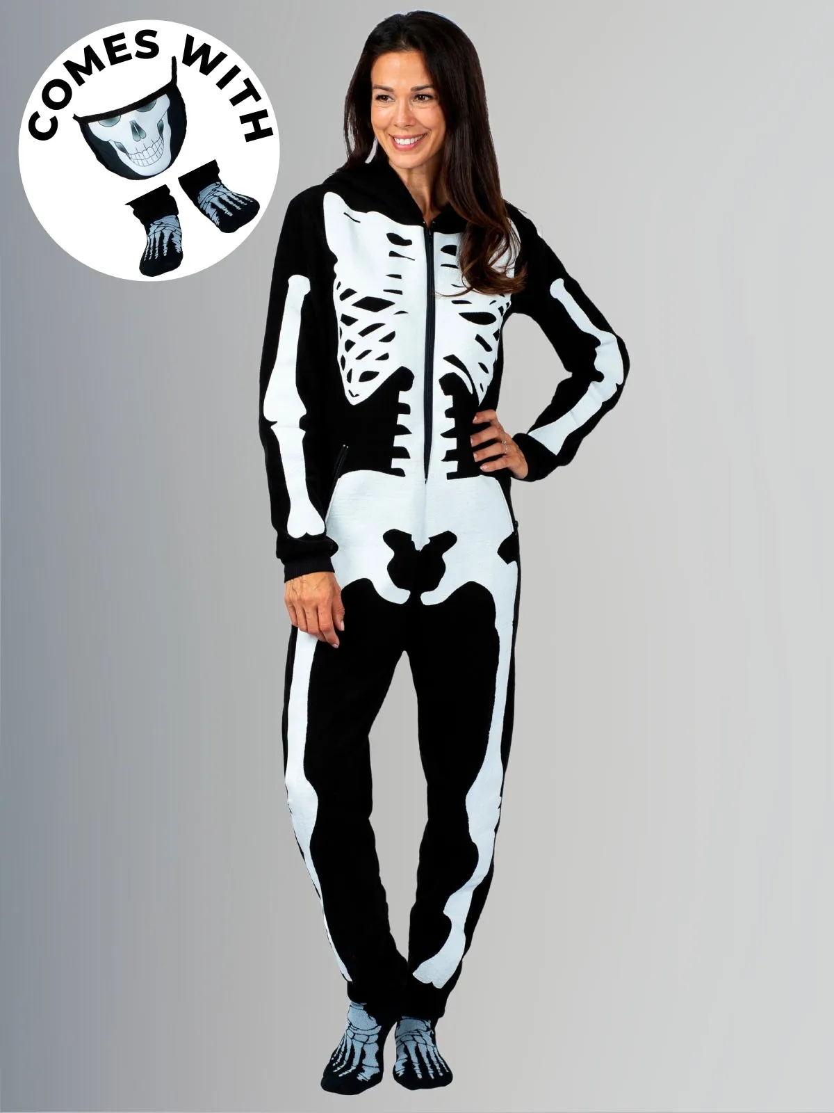 Family Bone-afide Best Skeleton Hoodie Onesie Pajama Set