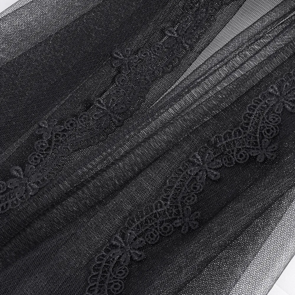 Gothic Ruched Pants with Tulle and Lace Flare Hem
