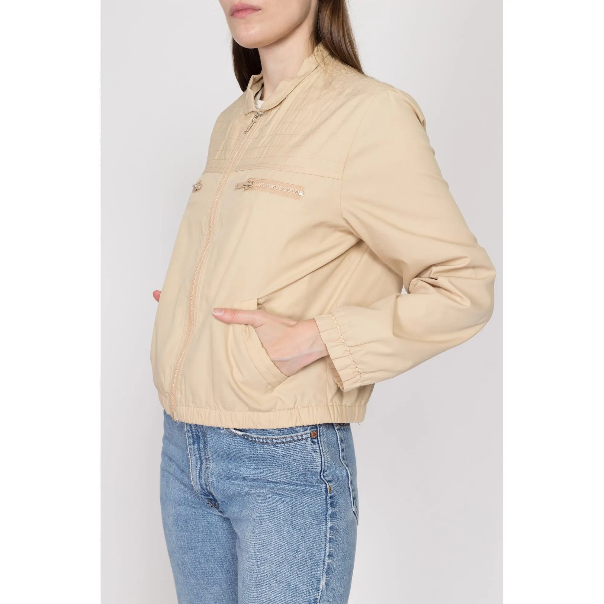 Large 80s Khaki Windbreaker Jacket