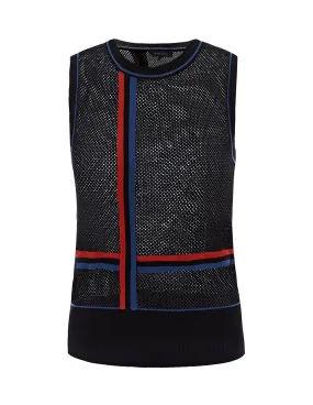 MARYLING Contrast Color Line Slim Fit Knit Vest