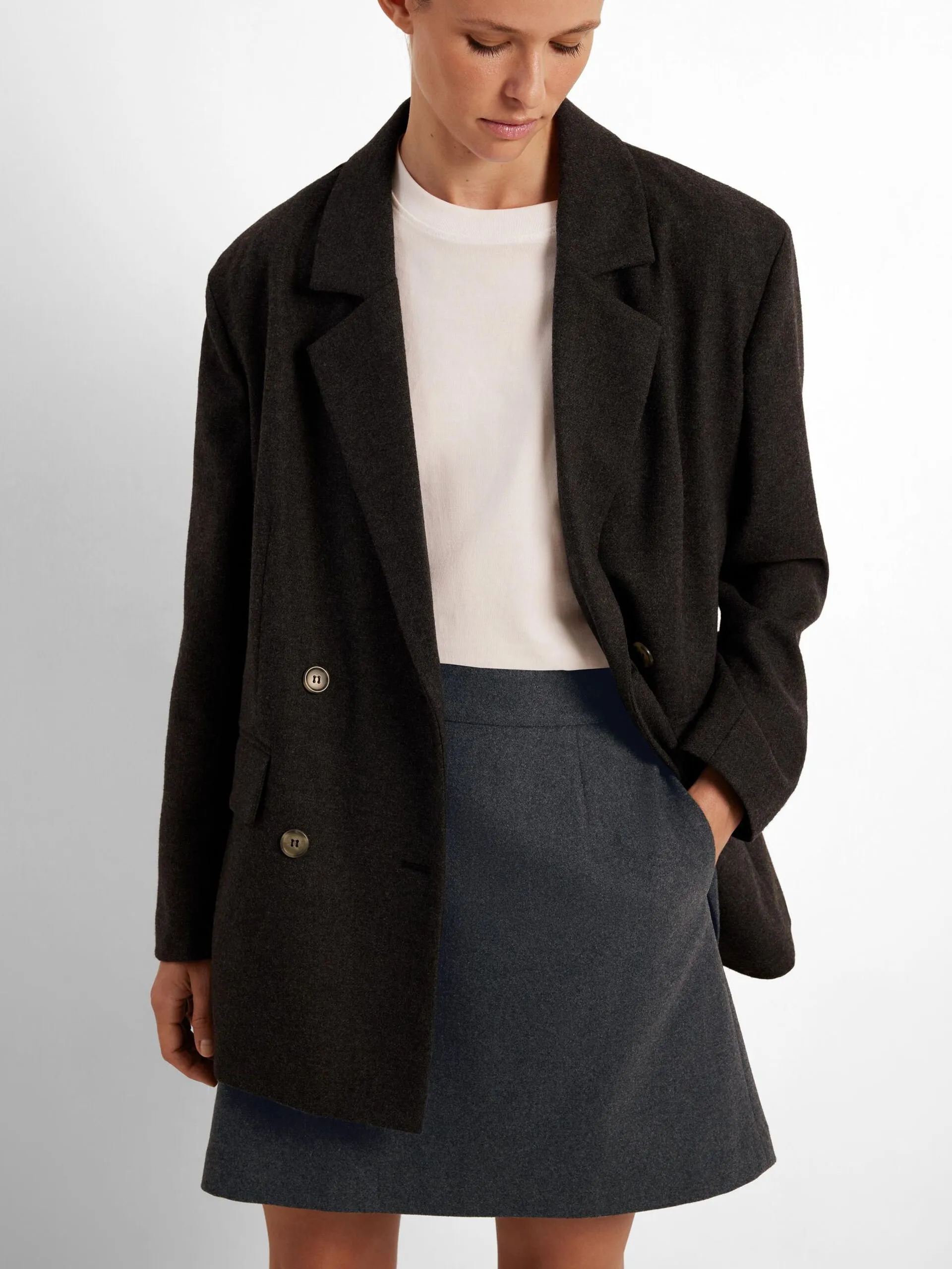 Mercy-Ula HW Mini Wool Skirt - Dark Grey Melange