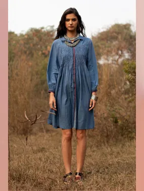 Payal Pratap   -   Tunic Keith  I  Collared Tunic With Smocking And Contrasting Placket
